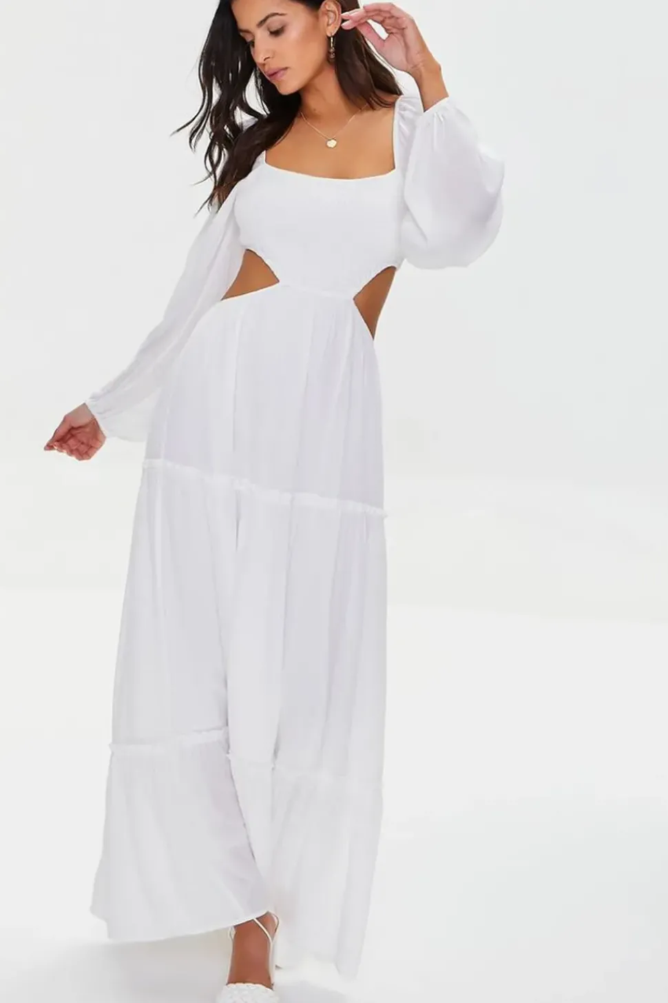 Cutout Maxi Peasant Dress