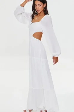 Cutout Maxi Peasant Dress