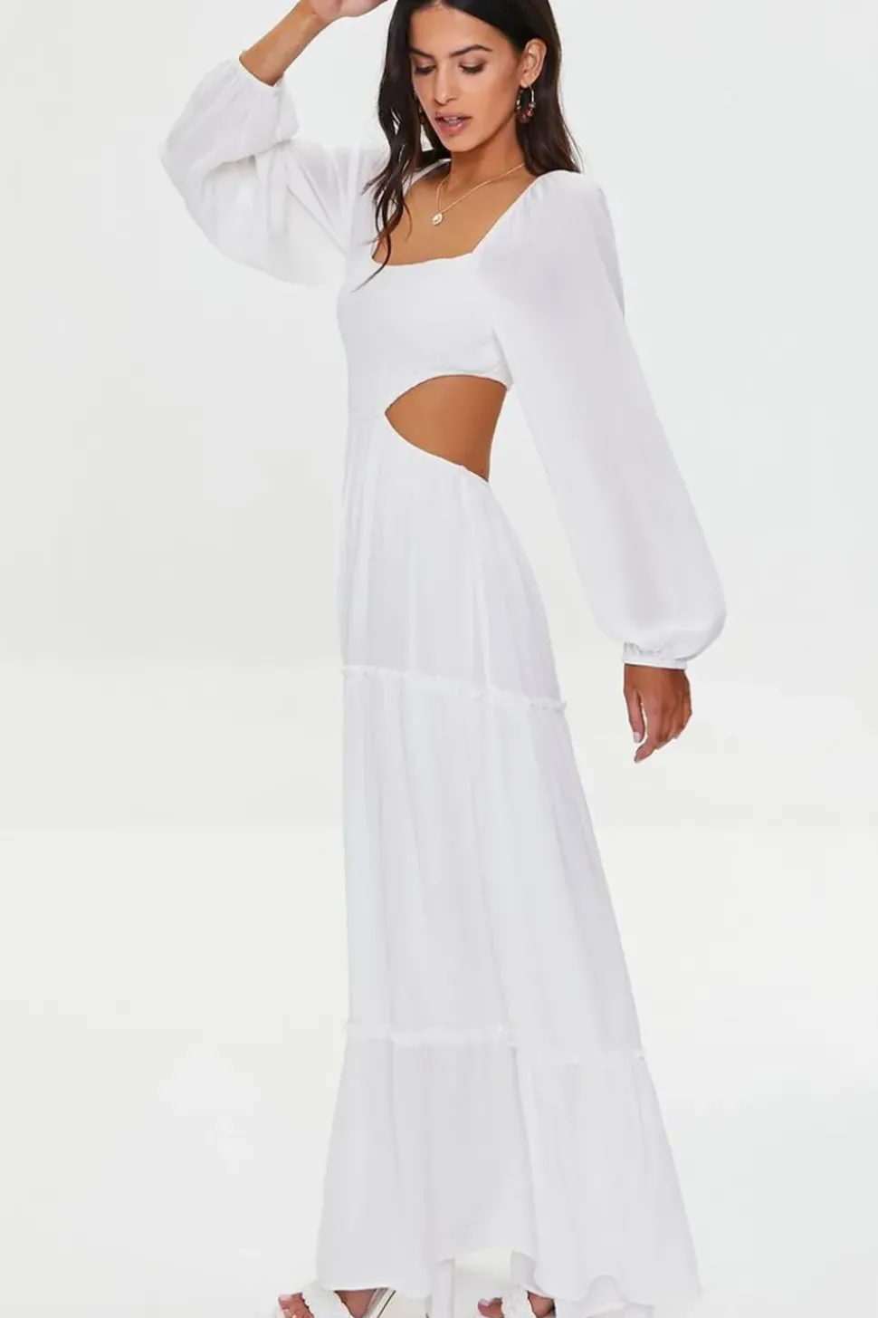 Cutout Maxi Peasant Dress