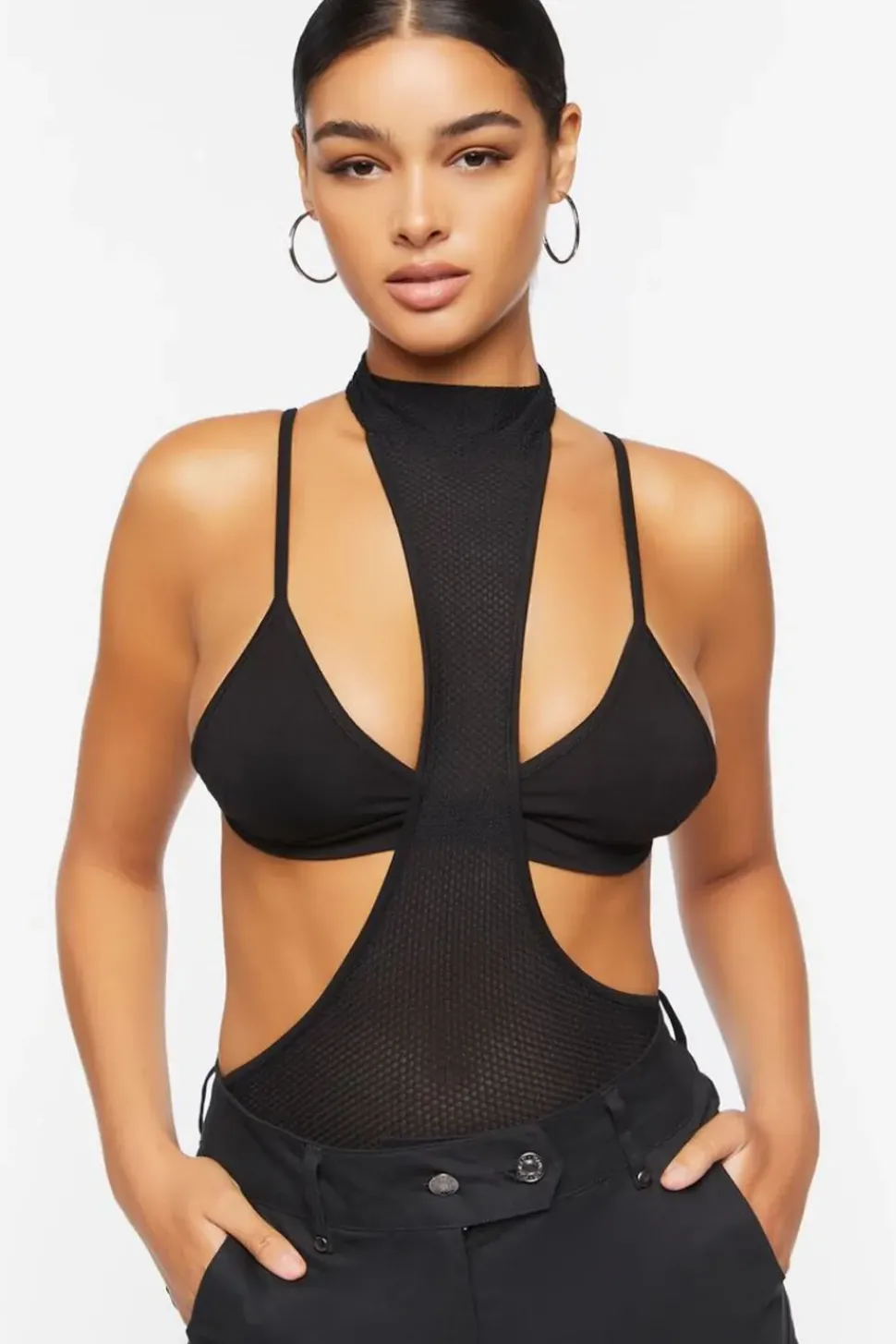 Cutout Mesh Bodysuit