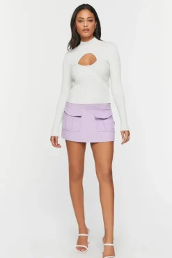 Cutout Mock Neck Sweater-Knit Top