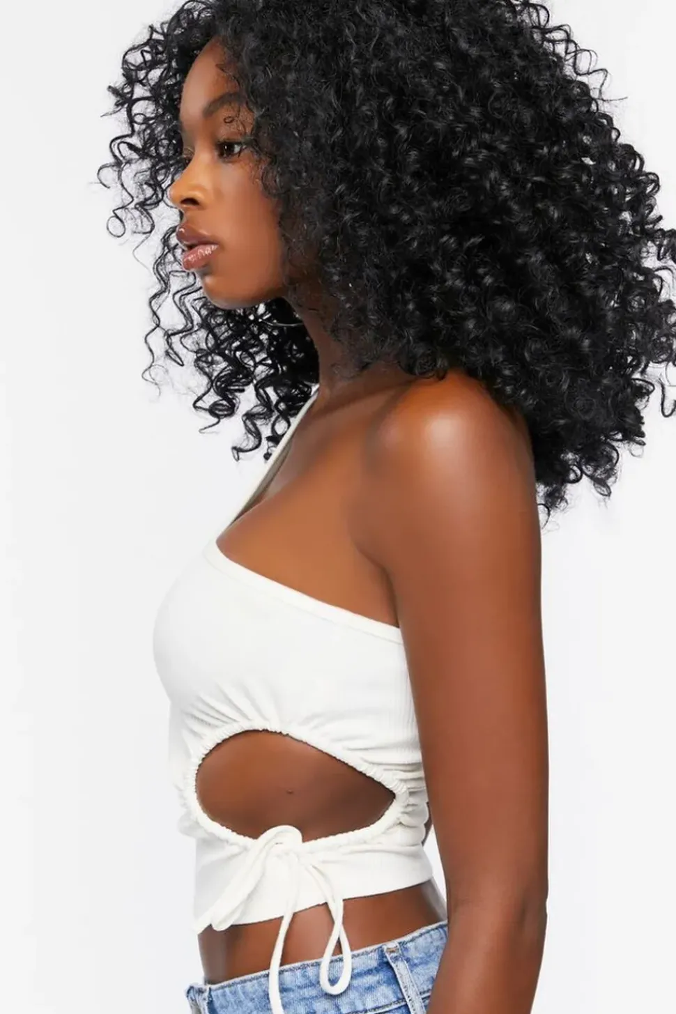 Cutout One-Shoulder Crop Top