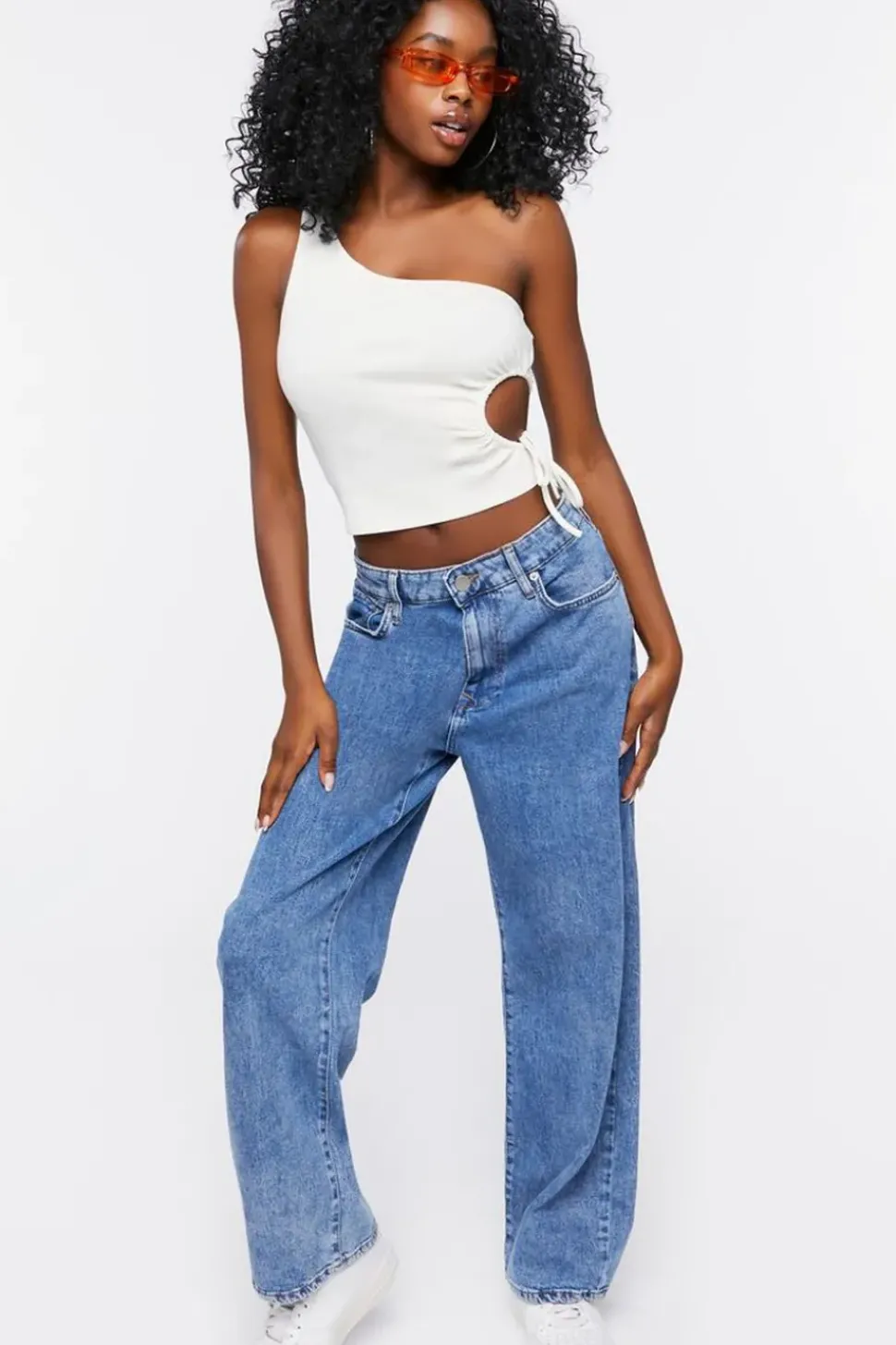 Cutout One-Shoulder Crop Top