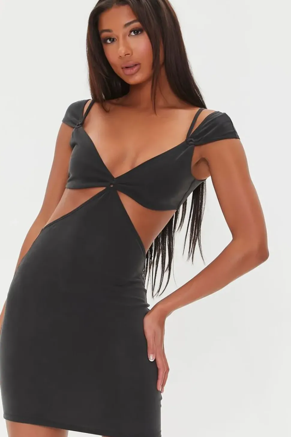 Cutout O-Ring Bodycon Mini Dress