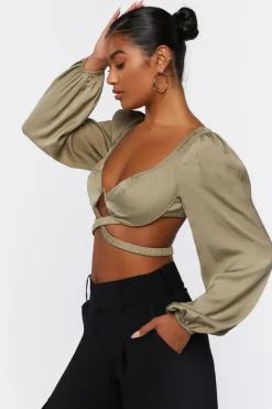 Cutout Peasant-Sleeve Top
