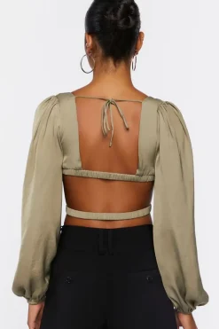 Cutout Peasant-Sleeve Top