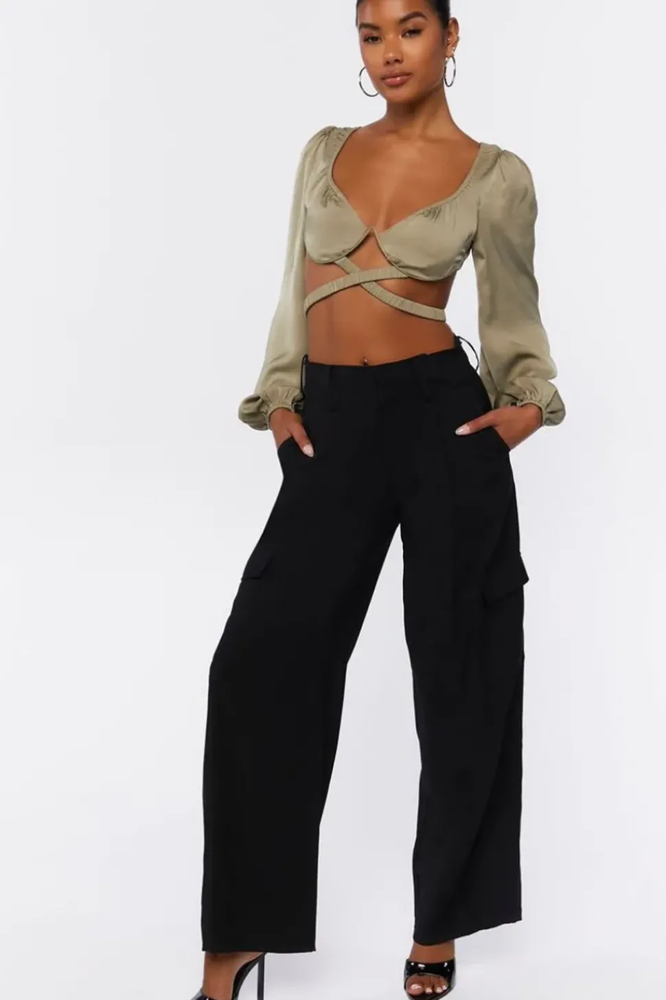 Cutout Peasant-Sleeve Top