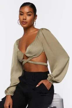 Cutout Peasant-Sleeve Top