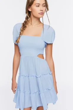 Cutout Puff-Sleeve Mini Dress