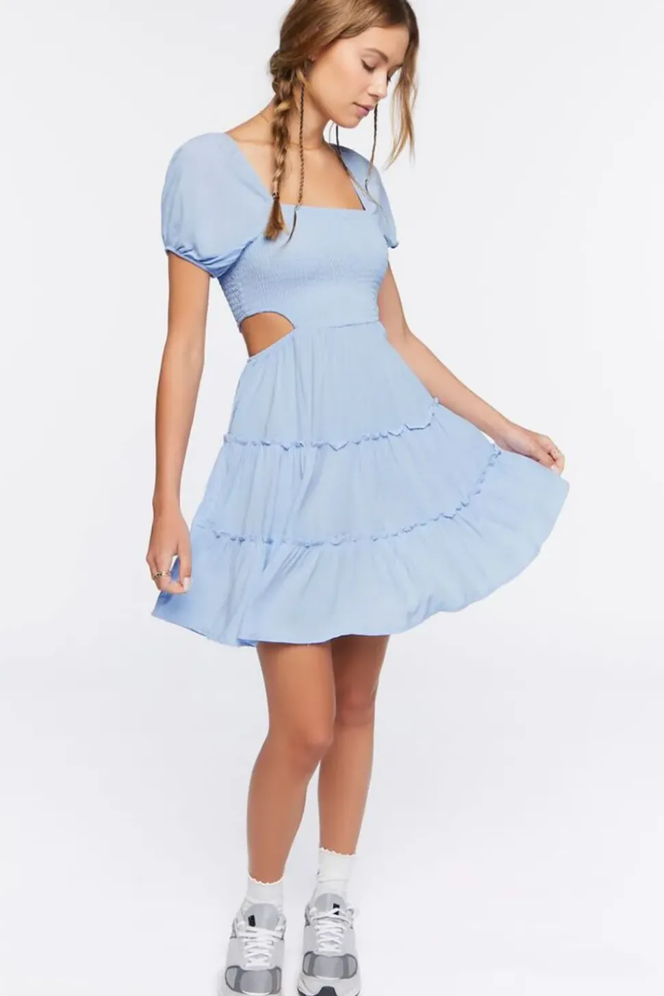Cutout Puff-Sleeve Mini Dress