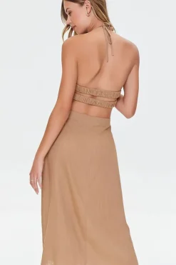 Cutout Self-Tie Halter Dress
