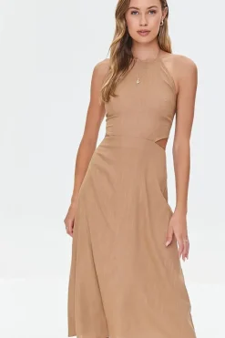 Cutout Self-Tie Halter Dress