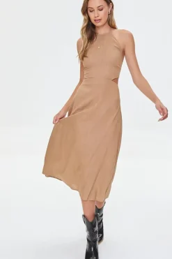 Cutout Self-Tie Halter Dress