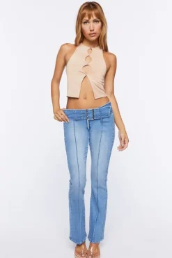 Cutout Split-Front Crop Top