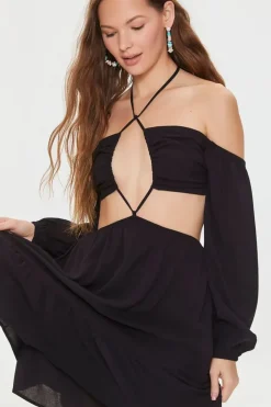 Cutout Strappy Halter Mini Dress
