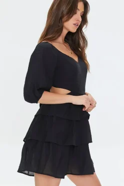 Cutout Tiered Ruffled Mini Dress