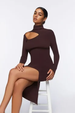 Cutout Turtleneck Sweater Dress