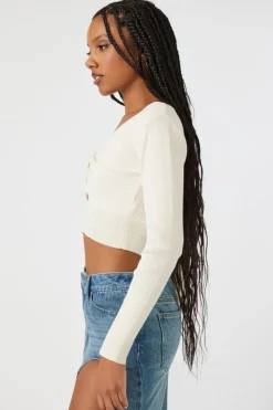 Cutout Twisted Cropped Sweater Top