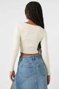 Cutout Twisted Cropped Sweater Top