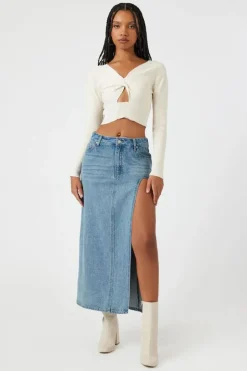 Cutout Twisted Cropped Sweater Top
