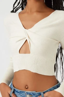 Cutout Twisted Cropped Sweater Top
