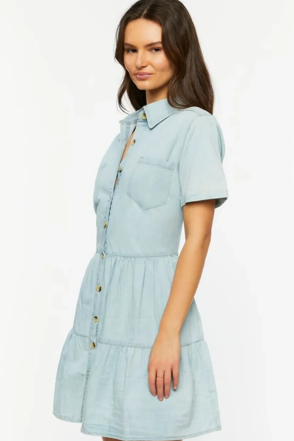 Denim Button-Front Mini Dress