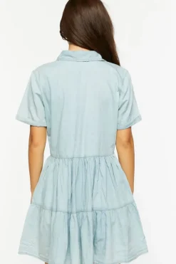 Denim Button-Front Mini Dress