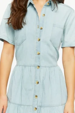 Denim Button-Front Mini Dress
