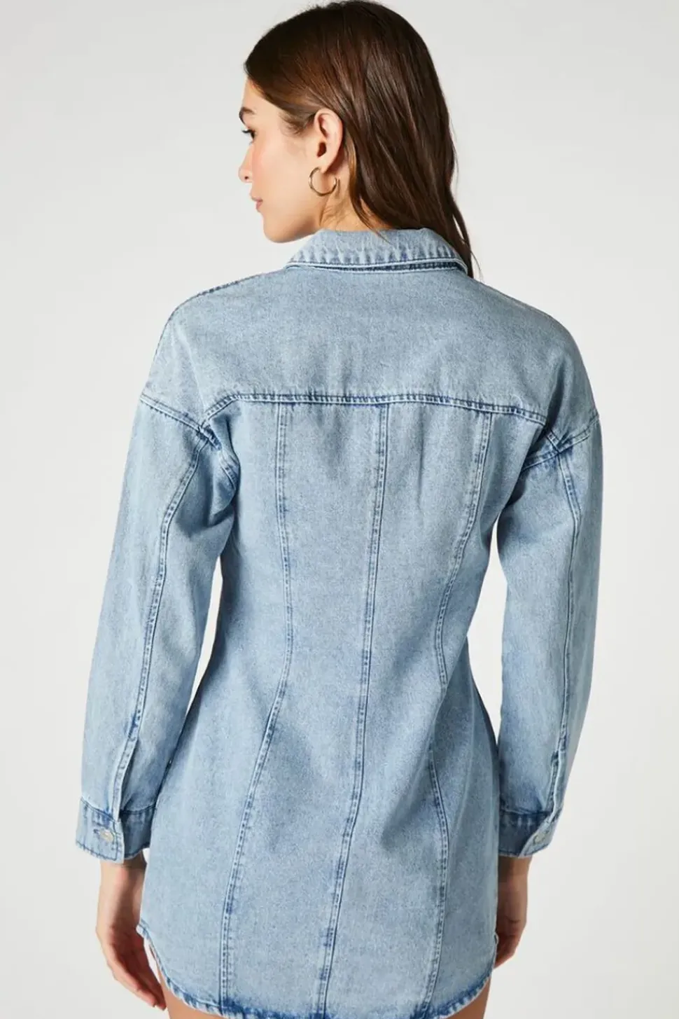Denim Button-Front Mini Dress