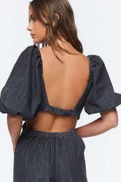 Denim Cutout Wide-Leg Jumpsuit