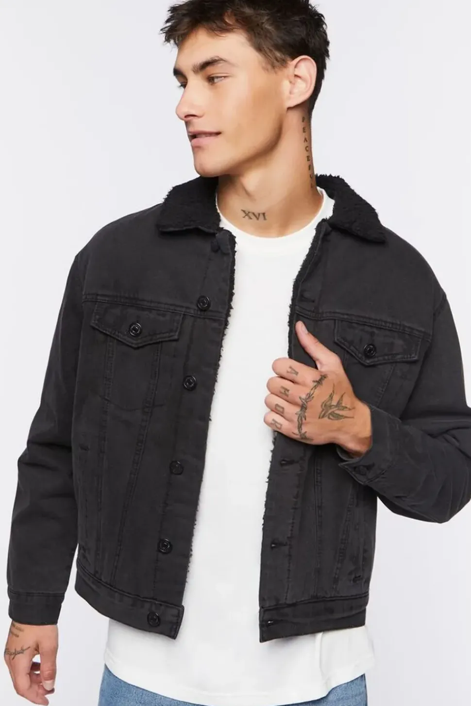 Denim Faux Shearling Jacket