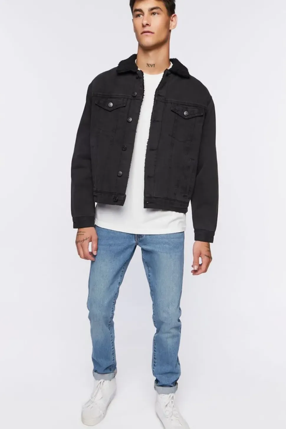 Denim Faux Shearling Jacket