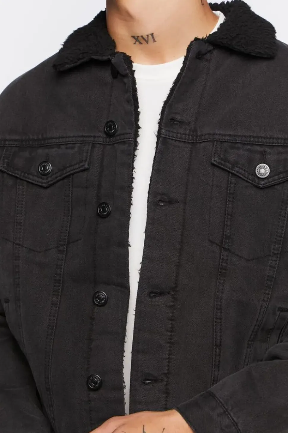 Denim Faux Shearling Jacket