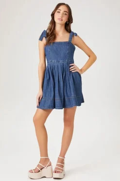 Denim Fit & Flare Mini Dress
