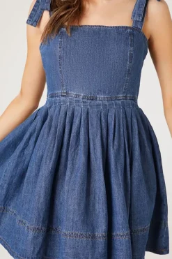 Denim Fit & Flare Mini Dress