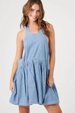 Denim Halter Mini Dress