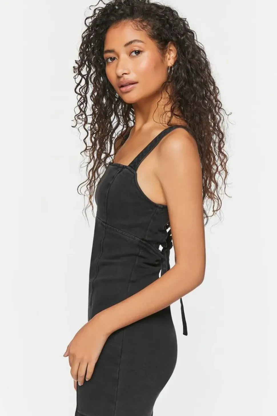 Denim Lace-Up Mini Dress