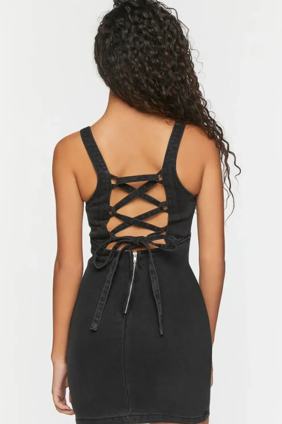 Denim Lace-Up Mini Dress