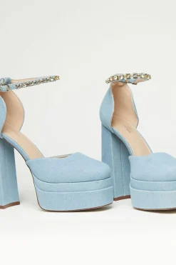Denim Mary Jane Platform Heels