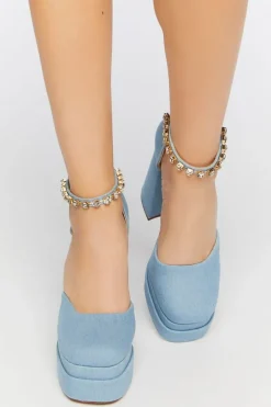 Denim Mary Jane Platform Heels