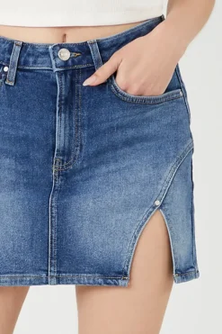 Denim M-Slit Mini Skirt