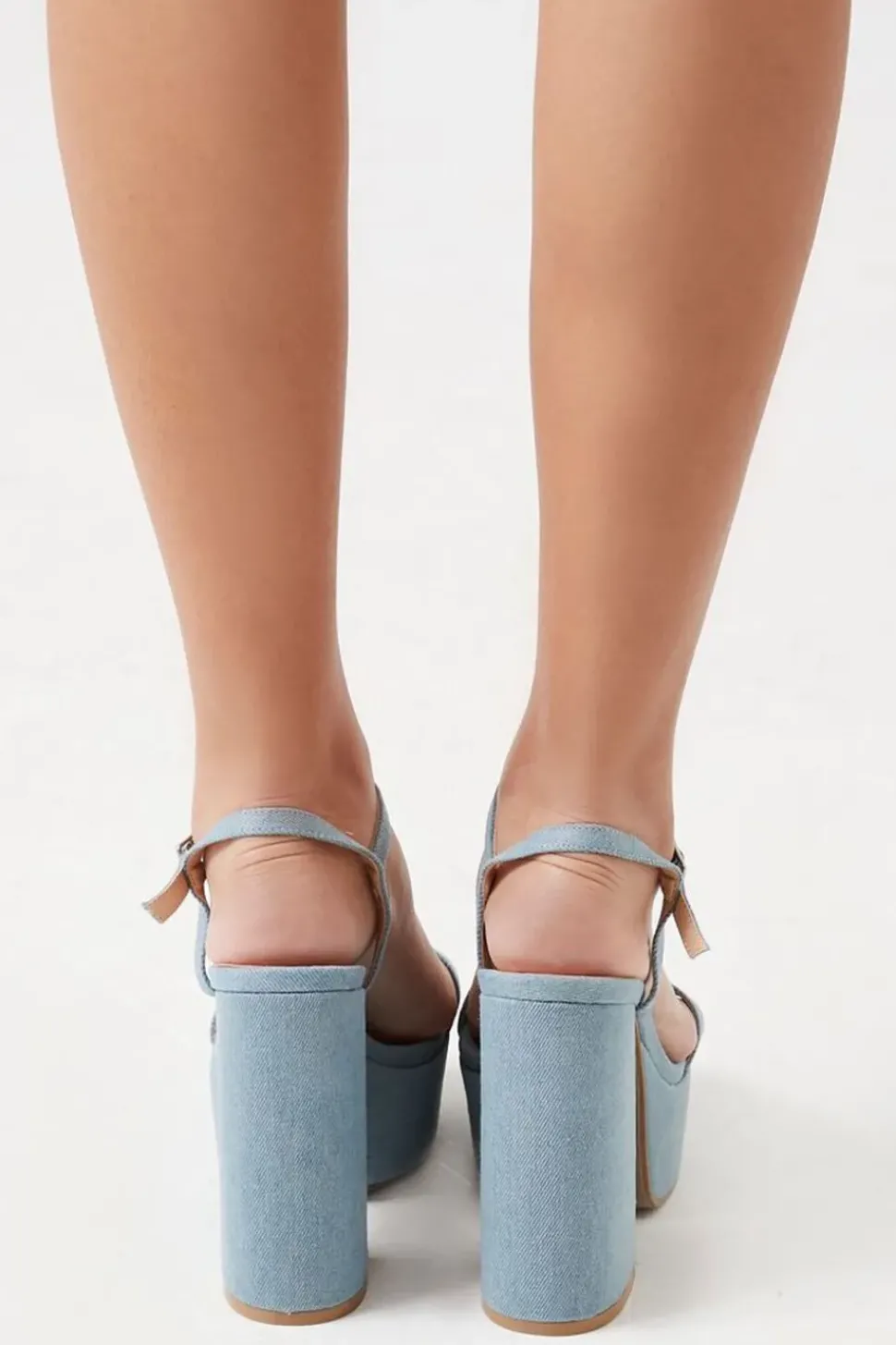 Denim Platform Block Heels