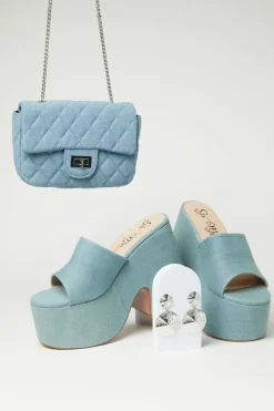 Denim Platform Wedges