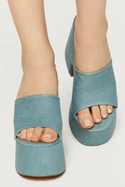 Denim Platform Wedges