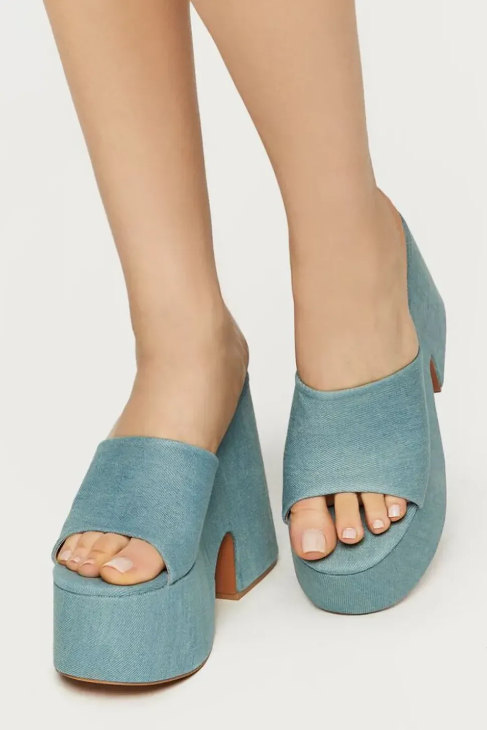 Denim Platform Wedges