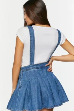 Denim Pleated Overall Dress