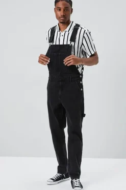 Denim Straight-Leg Overalls