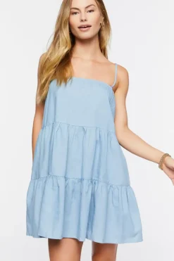 Denim Tiered Mini Dress