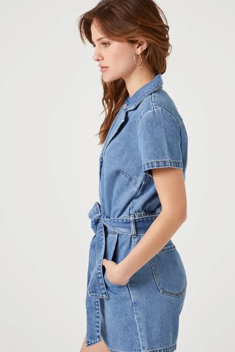 Denim Tie-Waist Romper