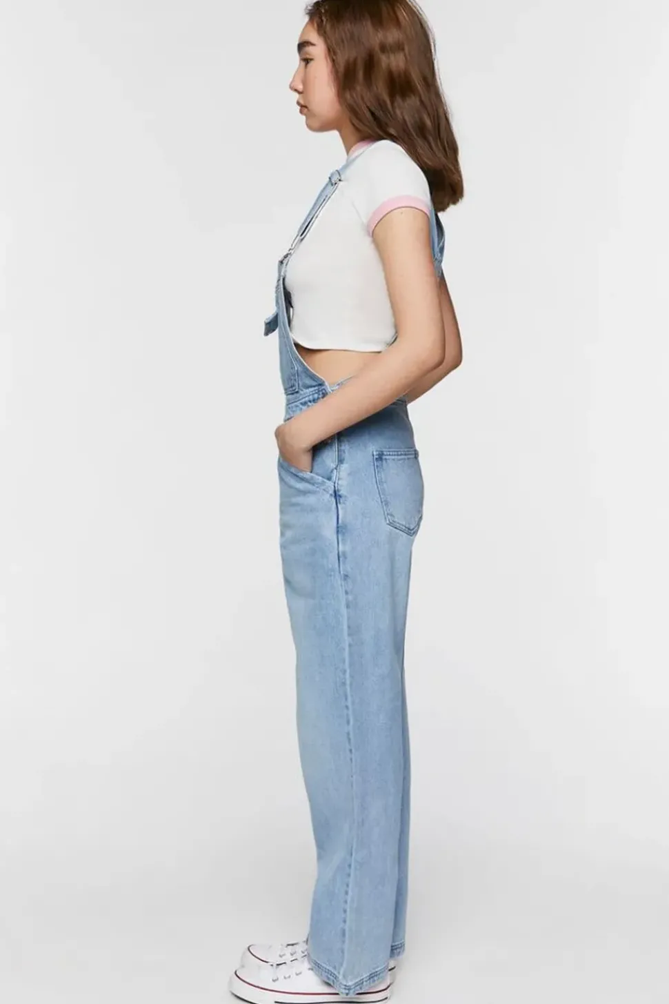 Denim Zip-Pocket Straight-Leg Overalls